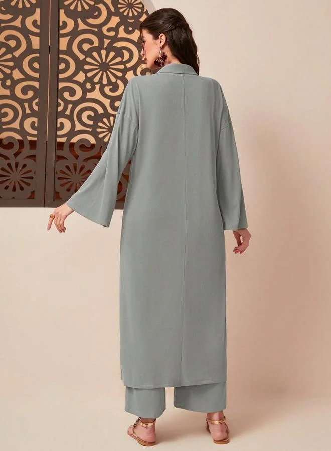Take Two  Women Grey Kimono and Wide Leg Trousers Co-Ords for Women | Best Price UAE